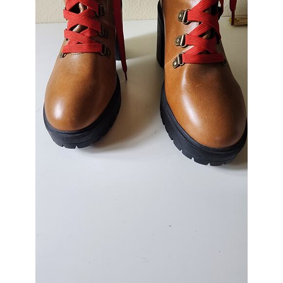 STEVE MADDEN Royce Brown Cognac Platform Heel Ankle Leather Boot SZ 10 - Picture 3 of 9